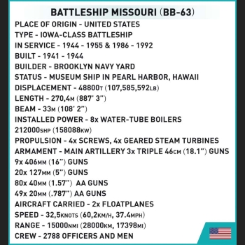 Missouri 2640 Kl. 1:300 HC WWIIBattleship (BB-63)